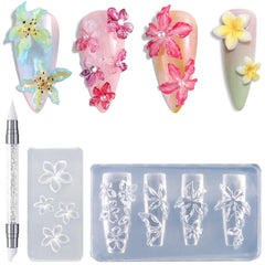 FSpronail 2pcs 3D flower molds for cherry blossom nails.