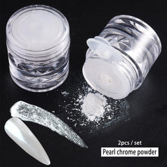 FSpronail Moonlight White Chrome: polvo perlado para uñas, acabado glaseado.