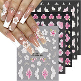 FSpronail pegatinas 5D de flores en relieve para uñas, añade elegancia duradera.