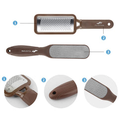 Fu Store stainless steel callus remover for precise dry skin reduction on feet.