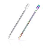 FULINJOY dual-head cuticle pusher in stainless steel for precise nail prep.