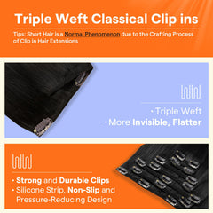Full Shine safe clips with soft backing protect scalp during wear