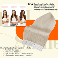 Full Shine seamless skin-weft creates a natural-looking blend.