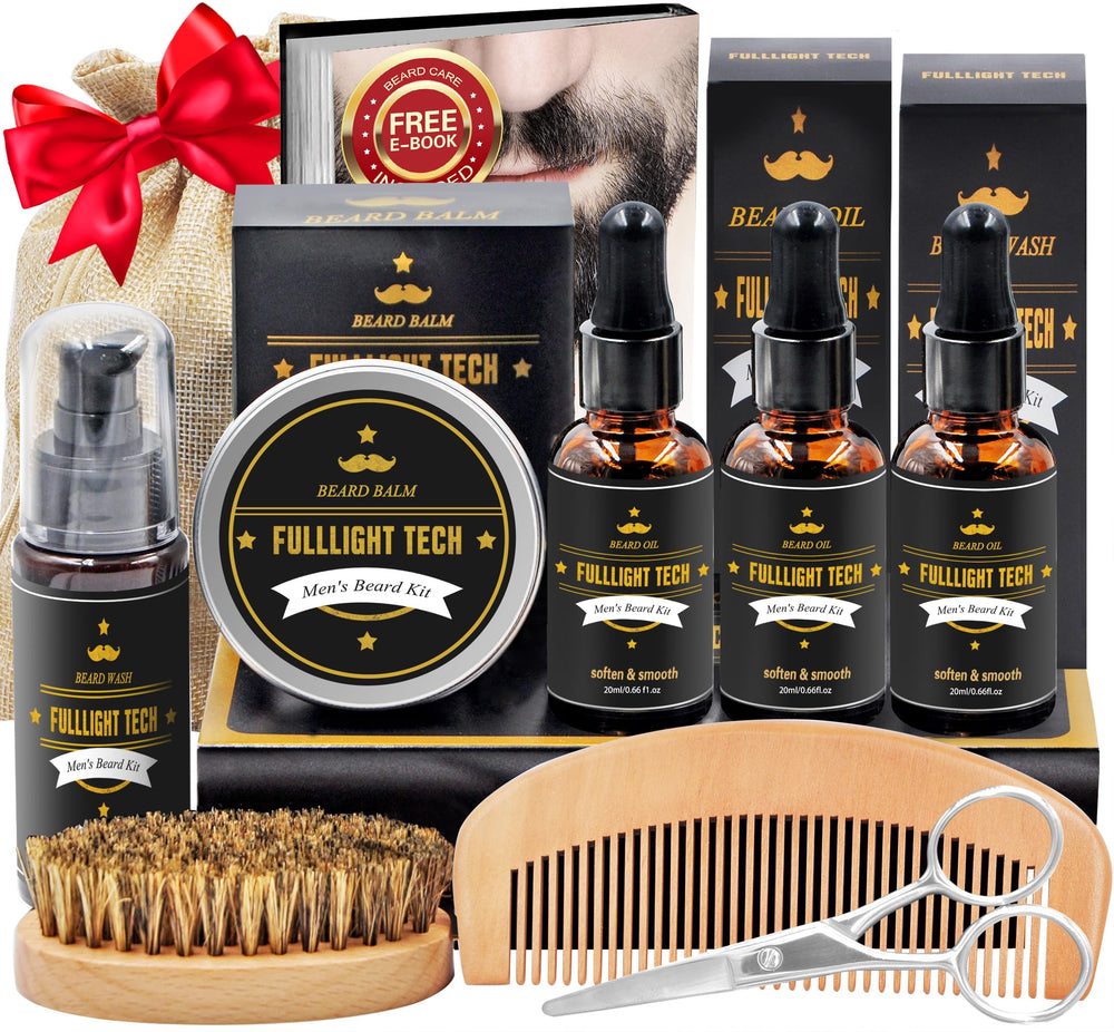FullLIGHT TECH beard kit packaging showcases premium gift-ready presentation