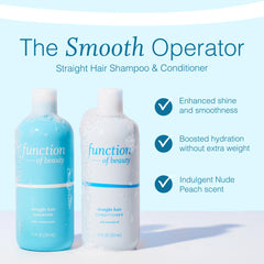 Function of Beauty Straight Hair Conditioner bottle, moisture lock for shine.