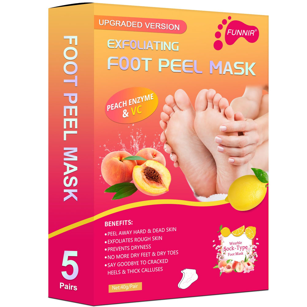 FUNNIR mascarilla exfoliante para pies en empaque, opción práctica para cuidado en casa.