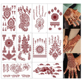 FUNTATTOO brown henna sheets with lace patterns for stylish skin art.