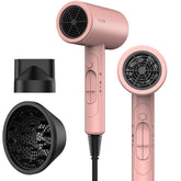 FUNTIN hair dryer with diffuser in baby pink for smooth curls and even airflow