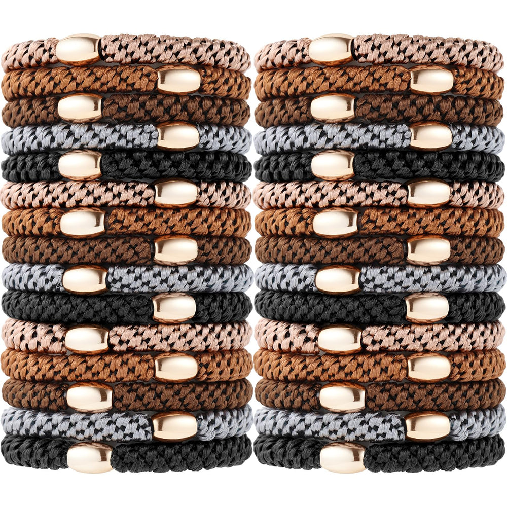 Funtopia hair ties with gold bead accent on braided design for chic daily looks.