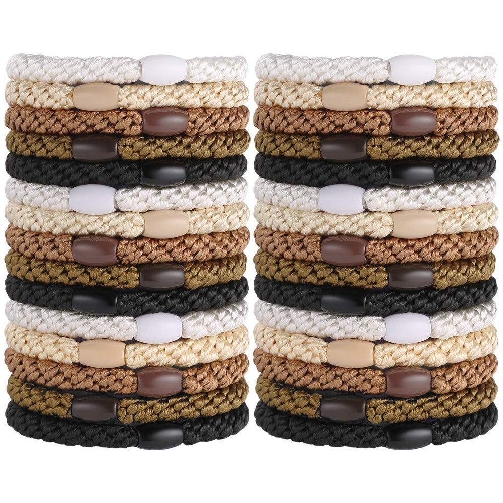 Funtopia soft-woven elastic hair tie pack showing gentle removal and comfortable wear
