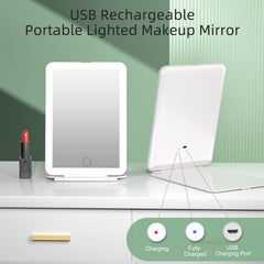 FUNTOUCH folding travel makeup mirror showing compact, lightweight design for easy packing.