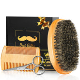 Futricy beard brush and comb set on wood grain for smooth daily grooming