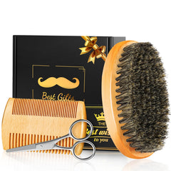 Futricy beard brush and comb set on wood grain for smooth daily grooming