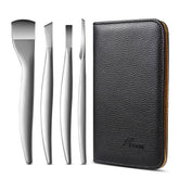 FVION pedicure knife set with four blades for precise toenail grooming