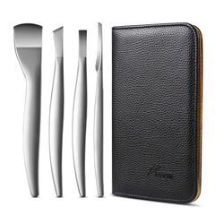 FVION pedicure knife set with four blades for precise toenail grooming