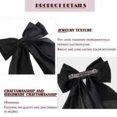 FYIMUYI Lazo satín, diseño delicado, clip pelo negro para estilos elegantes.