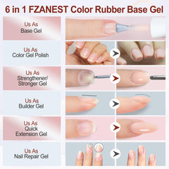 FZANEST nude pink gel swatch showing sheer natural color