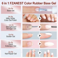 FZANEST milky white builder gel swatch showing natural color and smooth finish.