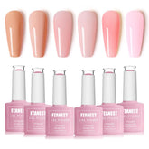 FZANEST Esmalte gel translúcido tono neutro, botella en primer plano para uñas naturales.