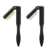 G2PLUS folding eyelash comb compact with metal teeth for sleek on-the-go grooming.