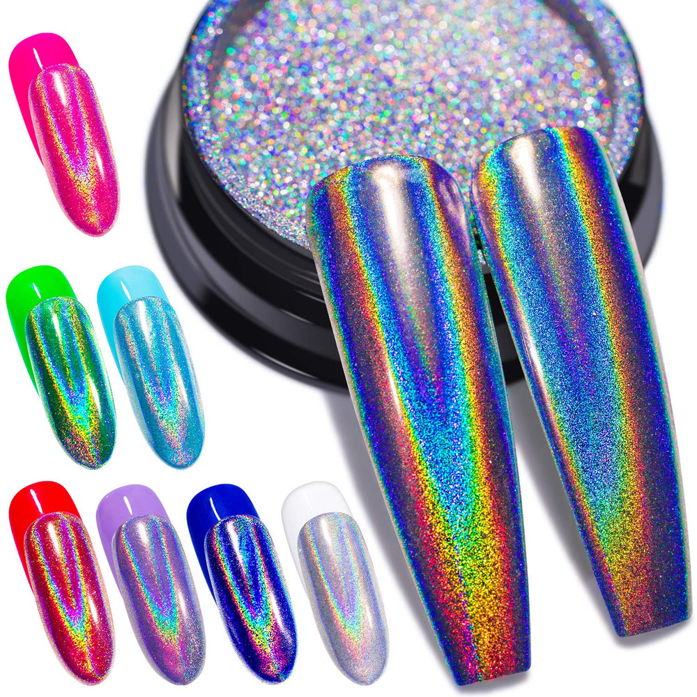 GA&EN polvo holográfico para uñas, polvo holo 1 g, brillo arcoíris duradero.