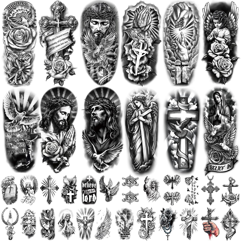 Gabizafia Jesus cross tattoo on skin adds a subtle faith expression for daily wear.