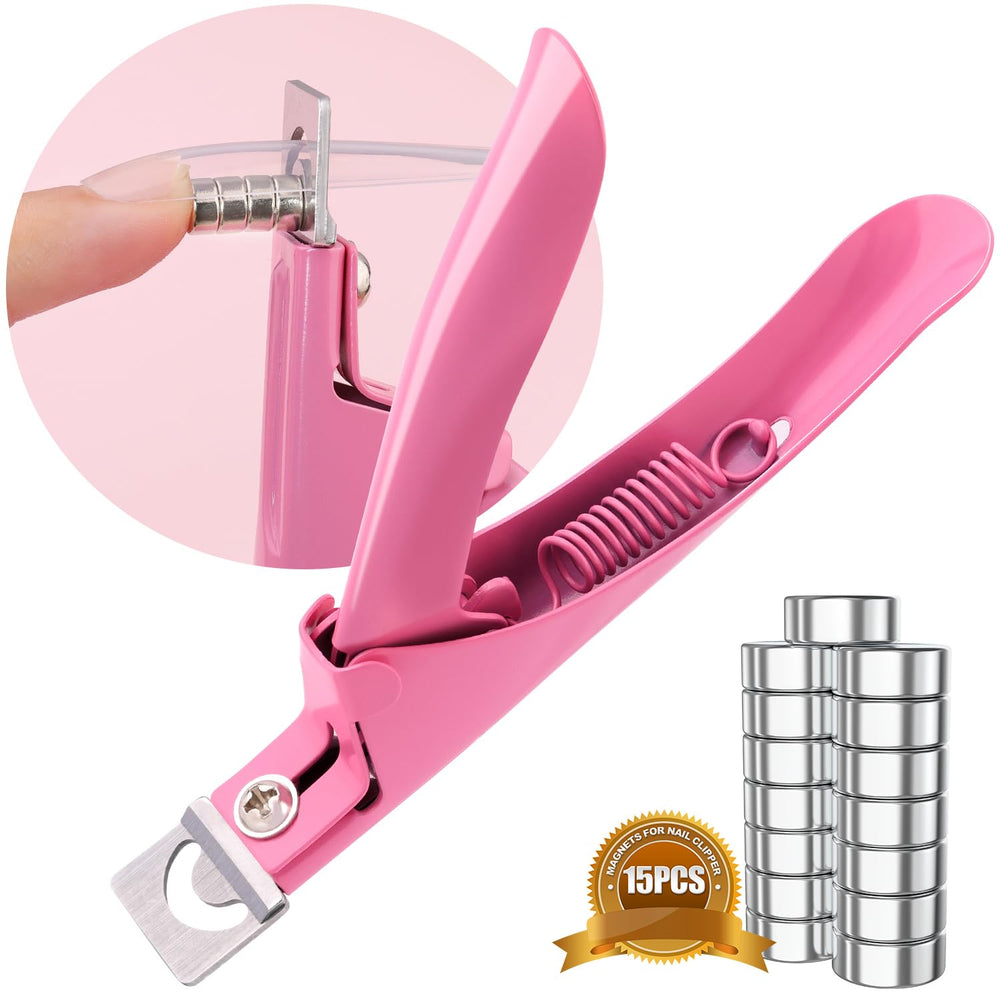 GA&EN light pink nail clipper with magnet sizers demonstrates precise length control.