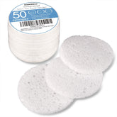 Gainwell 50-count white cellulose face sponge pack for gentle cleansing.