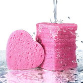 Gainwell heart-shaped sponges packaging for 50-count daily cleansing and makeup removal.