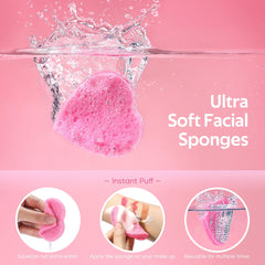 Gainwell heart-shaped sponge close-up shows natural texture for gentle exfoliation.