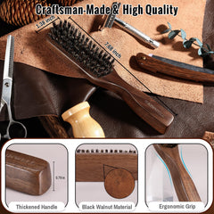 GAINWELL Wild Boar Bristle Hair Brush black walnut handle closeup for a secure grip