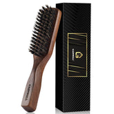 GAINWELL Wild Boar Bristle Hair Brush front view with ergonomic walnut handle for easy daily grooming