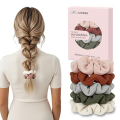 GALAGLIMMER Scrunchies de algodón, conjunto de 5 colores neutros para uso diario.