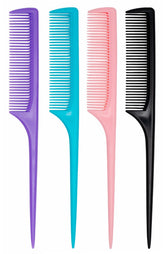 GAONSWOE rat-tail comb set packaging, durable PP plastic for everyday styling.
