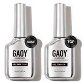 GAOY 16ml glassy top coat bottle showing shiny, durable UV-curable finish
