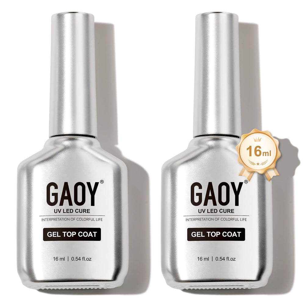 GAOY 2pcs 16ml no wipe top coat bottles deliver glassy shine and smooth finish.