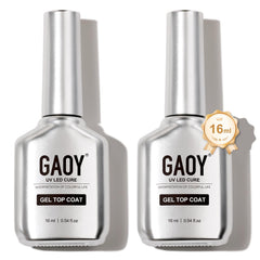 GAOY 2pcs 16ml no wipe top coat bottles deliver glassy shine and smooth finish.