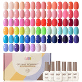 GAOY 42 Pcs Gel Nail Polish Kit color swatches for vibrant manicure options