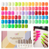 GAOY 42-piece gel nail kit with neon color swatches for vibrant designs