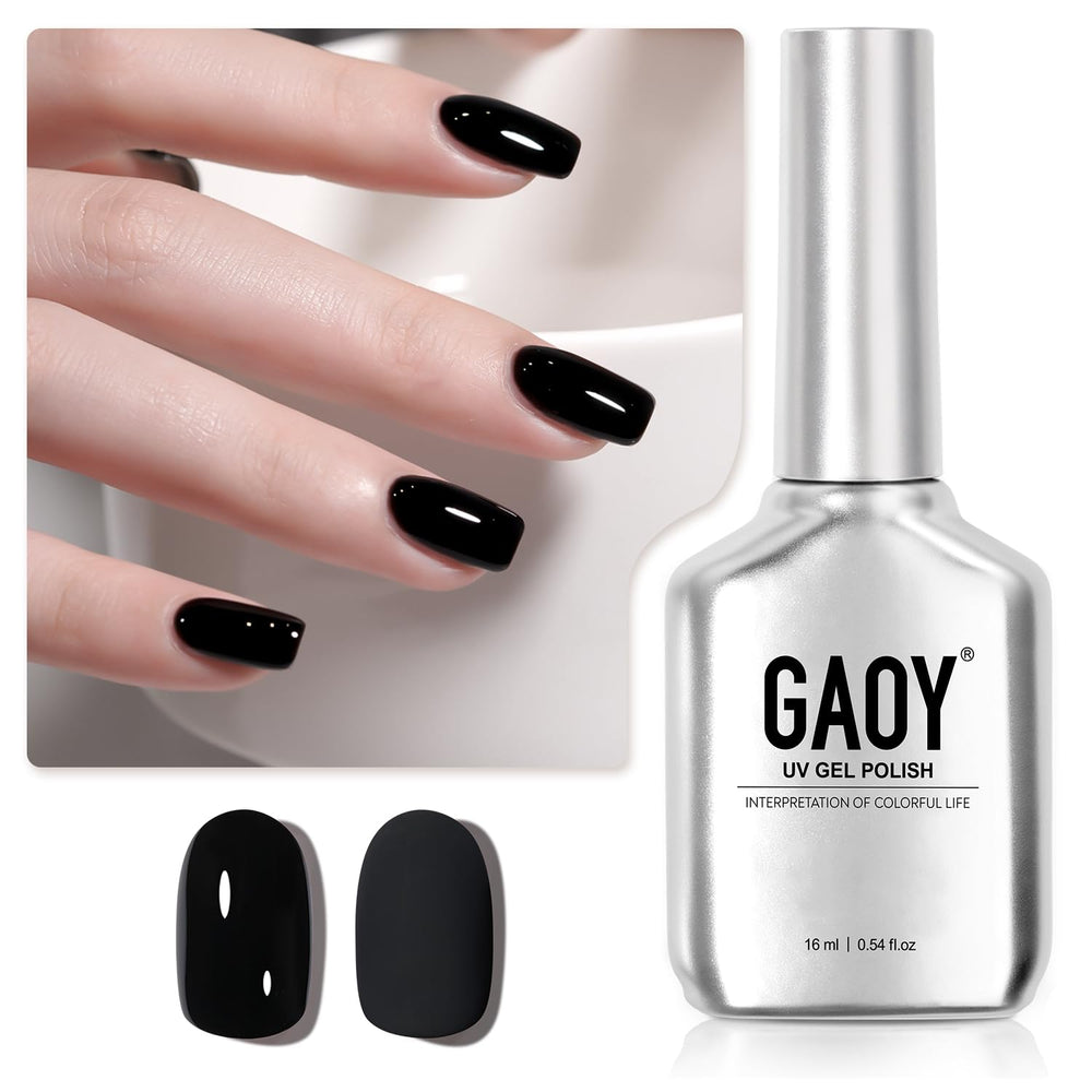 GAOY Black Gel Nail Polish bottle close-up for at-home manicure