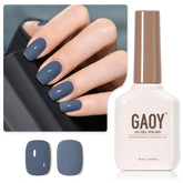 GAOY Blue Borealis gel polish bottle close-up, vibrant color for at-home manicure.