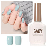 GAOY blue gel nail polish bottle shows rich cadet blue for at home manicures