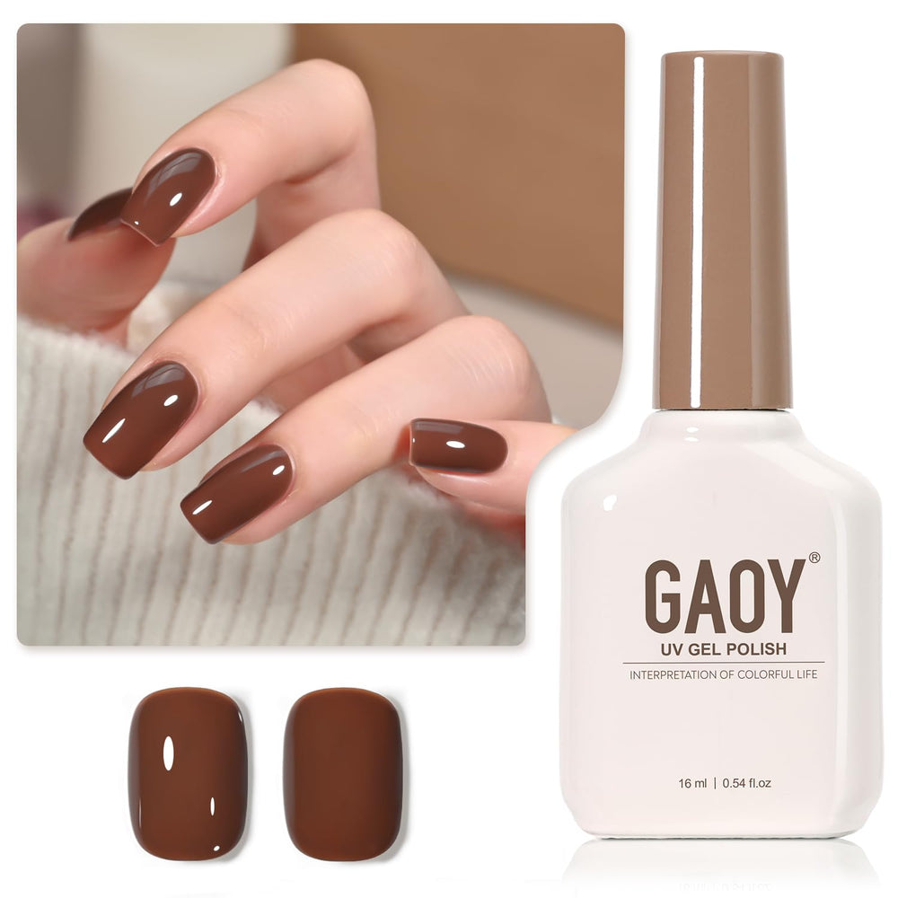 GAOY 2088 Amber Brown gel polish bottle on a clean surface for at-home manicure