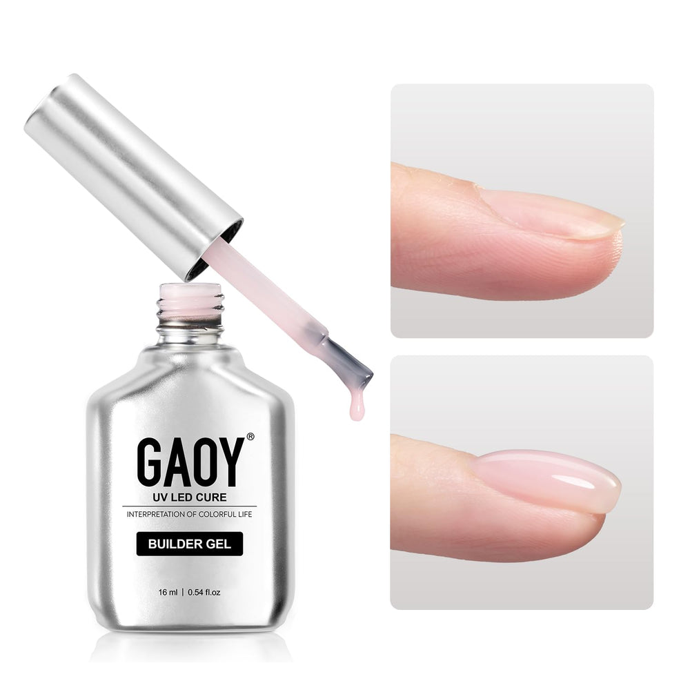 GAOY builder gel bottle with 1726 baby pink finish for natural-looking nails.