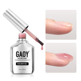 GAOY Builder Gel nails in berry pink during application for a natural, durable finish.