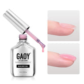 GAOY Builder Gel pink bottle close-up for stronger, natural-looking nails.