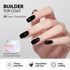 GAOY Builder Top Coat Gel provides long lasting wear for gel nails.