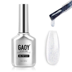 GAOY capa gel con purpurina plata irisada para uñas, brillo llamativo.