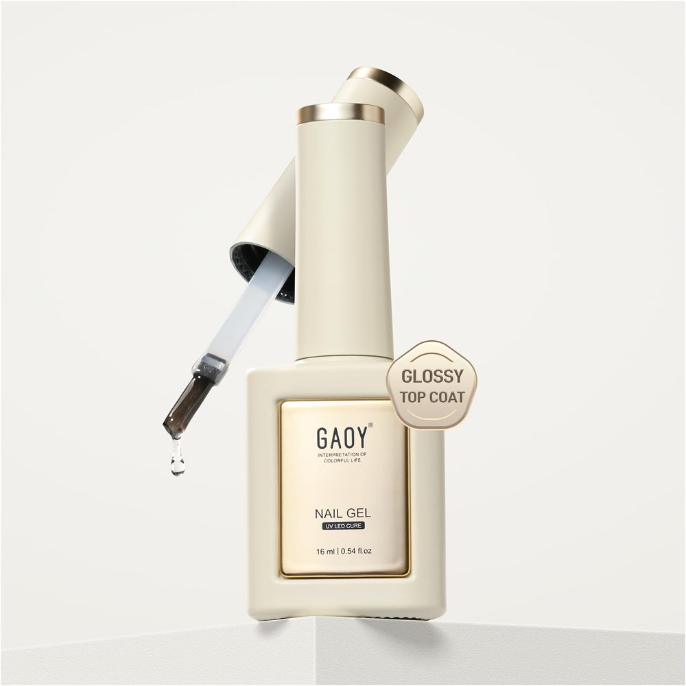 GAOY capa superior gel botella: brillo claro y duradero para uñas.