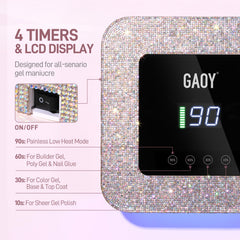 GAOY cordless UV LED nail lamp with detachable magnetic base for easy cleaning